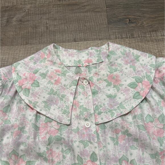 Vintage Handmade Floral Top Large Edwardian Frock Cottagecore Ruffle Button Up - Picture 2 of 5